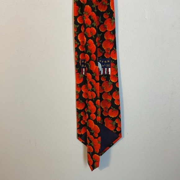 Beans McGee Vintage 100% Cotton Pumpkin Fall Necktie Tie - Picture 8 of 14